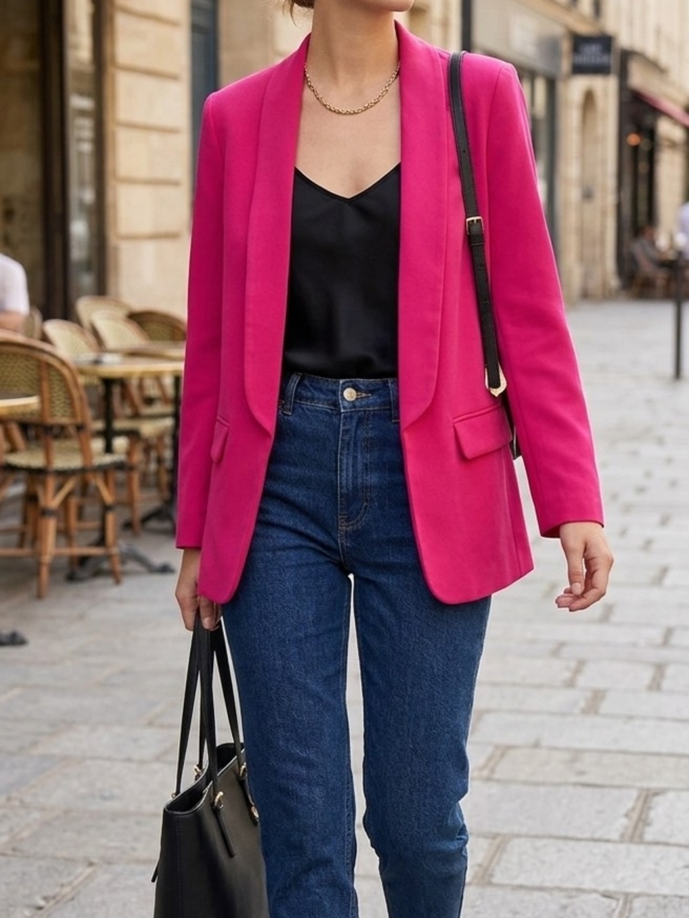 SHEIN Bright Fuchsia Slim Blazer Jacket